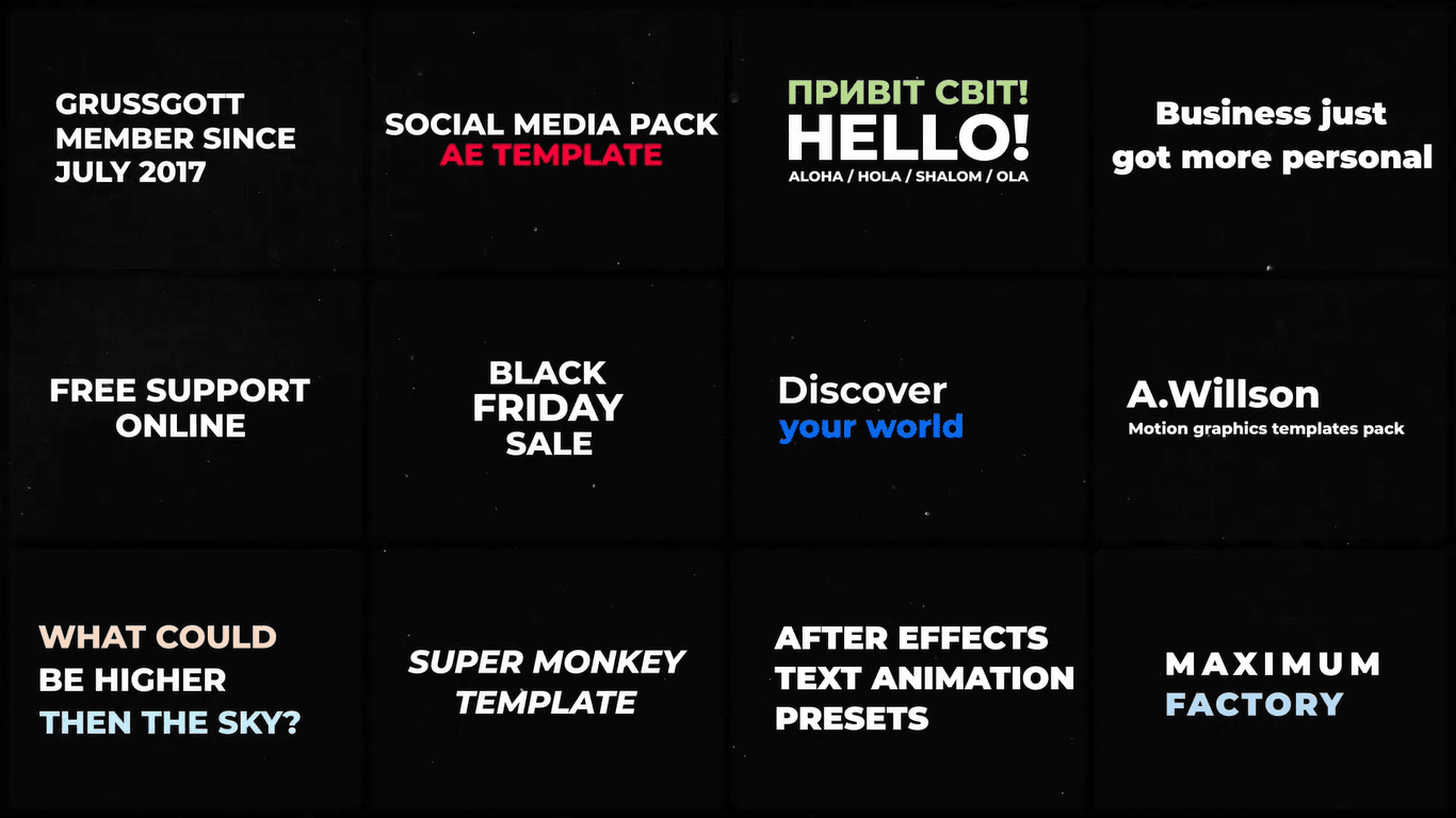Glitch Text Animation Presets